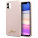 Чехол Guess Liquid Silicone Gold metal Logo Hard для iPhone 11, цвет Розовый (GUHCN61LSLMGLP)