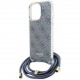 Чехол Guess Crossbody PC/TPU 4G Hard + Nylon cord для iPhone 15 Pro, цвет Синий (GUHCP15LHC4SEB)