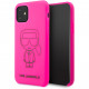 Чехол Karl Lagerfeld Liquid silicone Ikonik outlines Hard для iPhone 11, цвет Розовый/Черный (KLHCN61SILFLPI)