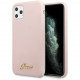 Чехол Guess Liquid Silicone Gold metal Logo Hard для iPhone 11 Pro Max, цвет Розовый (GUHCN65LSLMGLP)
