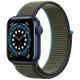 Умные часы Apple Watch Series 6 GPS, 40 мм, корпус из алюминия цвет Синий, нейлоновый ремешок цвет Зеленый
