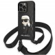 Чехол Karl Lagerfeld Crossbody PU Monogram INFT konik patch with Strap Hard для iPhone 14 Pro, цвет Черный (KLHCP14LSTKMK)