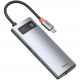 Переходник Baseus Metal Gleam Multifunctional HUB (USB Type-C to 3xUSB 3.0/ HDMI/ USB Type-C PD/ RJ45) 5 A, цвет Серый (CAHUB-CW0G)