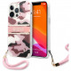Чехол Guess PC/TPU CAMO Hard + Nylon hand cord для iPhone 13 Pro, цвет Розовый камуфляж (GUHCP13LKCABPI)