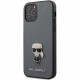 Чехол Karl Lagerfeld PU Saffiano Ikonik Karl (metal) Hard для iPhone 12/12 Pro, цвет Серебристый (KLHCP12MIKMSSL)