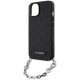 Чехол Karl Lagerfeld PU Saffiano Monogram + Wrist chain Hard для iPhone 14, цвет Черный (KLHCP14SSACKLHPK)