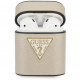 Чехол Guess Saffiano PU leather case with metal logo для AirPods 1&2, цвет Бежевый (GUACA2VSATMLLG)