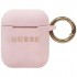 Чехол с карабином Guess Silicone case with ring для AirPods 1&amp;2, цвет Розовый (GUACCSILGLLP)