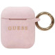 Чехол с карабином Guess Silicone case with ring для AirPods 1&2, цвет Розовый (GUACCSILGLLP)