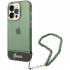 Чехол Guess PC/TPU Translucent Electoplated camera Hard + Hand Strap для iPhone 14 Pro, цвет Зеленый (GUHCP14LHGCOHA)