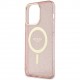 Чехол Guess MagSafe PC/TPU Glitter Metal outline Hard для iPhone 14 Pro Max, цвет Розовый/Золотой (GUHMP14XHCMCGP)