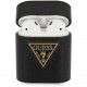 Чехол Guess Saffiano PU leather case with metal logo для AirPods 1&2, цвет Черный (GUACA2VSATMLBK)