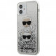 Чехол Karl Lagerfeld Liquid glitter Karl and Choupette heads Hard для iPhone 12 mini, цвет Серебристый (KLHCP12SKCGLSL)
