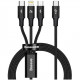 Кабель Baseus Rapid series 3-in-1 Fast Charging Data Cable Type-C to C+L+C PD 20W 1.5 м, цвет Черный (CAMLT-SC01)