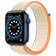 Умные часы Apple Watch Series 6 GPS, 44 мм, корпус из алюминия цвет Синий, нейлоновый ремешок цвет Кремовый