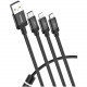 Кабель Baseus Data Faction 3 в 1 USB Cable Micro-USB + Lightning + Type-C 1.2 м, цвет Черный (CAMLT-PY01)