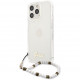 Чехол Guess PC/TPU Script logo Hard + Pearl strap для iPhone 13 Pro, цвет Прозрачный/Белый ремешок (GUHCP13LKPSWH)