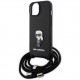 Чехол Karl Lagerfeld Crossbody PU Saffiano NFT Karl Ikonik Metal Hard для iPhone 15, цвет Черный (KLHCP15SSASKNPSK)