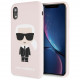 Чехол Karl Lagerfeld Liquid silicone Iconic Karl Hard для iPhone XR, цвет Светло-розовый (KLHCI61SLFKPI)