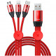 Кабель Baseus Car Co-sharing Cable USB 3 в 1 Micro USB + Lightning + USB Type-C 1 м, цвет Красный (CAMLT-FX09)