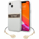 Чехол Guess PC/TPU 4G Stripe Hard + Gold charm для iPhone 13, цвет Прозрачный/Золотой шарм (GUHCP13MKB4GBR)