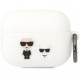 Чехол с карабином Karl Lagerfeld Silicone case with ring Karl & Choupette для AirPods 3, цвет Белый (KLACA3SILKCW)