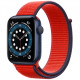 Умные часы Apple Watch Series 6 GPS, 44 мм, корпус из алюминия цвет Синий, нейлоновый ремешок цвет Красный (PRODUCT)RED