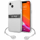 Чехол Guess PC/TPU 4G Stripe Hard + Silver charm для iPhone 13, цвет Прозрачный/Серебристый шарм (GUHCP13MKB4GGR)