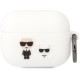 Чехол с карабином Karl Lagerfeld Silicone case with ring Karl & Choupette для AirPods Pro, цвет Белый (KLACAPSILKCW)