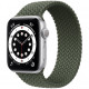 Умные часы Apple Watch Series 6 GPS, 44 мм, корпус из алюминия цвет Серебристый, плетеный ремешок цвет Зеленый