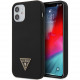 Чехол Guess Liquid Silicone Triangle metal logo Hard для iPhone 12 mini, цвет Черный (GUHCP12SLSTMBK)