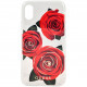Чехол Guess Flower Desire Hard для iPhone XS Max, цвет Прозрачный/"Красная роза" (GUHCI65ROSTR)