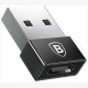 Переходник Baseus Exquisite USB Male to Type-C Female, цвет Черный (CATJQ-A01)