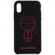 Чехол Karl Lagerfeld Liquid silicone Ikonik outlines Hard для iPhone XS Max, цвет Черный/Розовый (KLHCI65SILFLPBK)