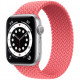 Умные часы Apple Watch Series 6 GPS, 44 мм, корпус из алюминия цвет Серебристый, плетеный ремешок цвет "Розовый пунш"