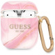 Чехол с карабином Guess TPU New Marble design для AirPods 1&2, цвет Розовый (GUA2UNMP)