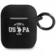 Чехол с карабином U.S. Polo Assn. Silicone with ring Authentic для AirPods 1/2, цвет Черный (USACA2SATK)