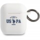Чехол с карабином U.S. Polo Assn. Silicone with ring Authentic для AirPods 1/2, цвет Белый (USACA2SATH)