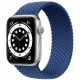 Умные часы Apple Watch Series 6 GPS, 44 мм, корпус из алюминия цвет Серебристый, плетеный ремешок цвет Синий