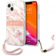 Чехол Guess PC/TPU Marble Hard + Nylon hand cord для iPhone 13, цвет Розовый (GUHCP13MKMABPI)