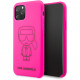 Чехол Karl Lagerfeld Liquid silicone Ikonik outlines Hard для iPhone 11 Pro, цвет Розовый/Черный (KLHCN58SILFLPI)
