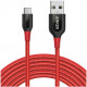 Кабель Anker PowerLine+ USB Type C - USB 2.0 3 м, цвет Красный (A8267091)