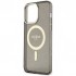 Чехол Guess MagSafe PC/TPU Glitter Metal outline Hard для iPhone 13 Pro, цвет Черный/Золотой (GUHMP13LHCMCGK)