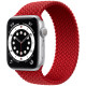Умные часы Apple Watch Series 6 GPS, 44 мм, корпус из алюминия цвет Серебристый, плетеный ремешок цвет Красный (PRODUCT)RED