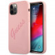 Чехол Guess Liquid silicone Script Laser logo для iPhone 12 Pro Max, цвет Розовый (GUHCP12LLSVSPI)