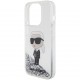 Чехол Karl Lagerfeld Liquid Glitter NFT Karl head Hard для iPhone 15 Pro, цвет Серебристый (KLHCP15LLNKHCH)
