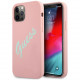 Чехол Guess Liquid silicone Script Laser logo для iPhone 12 Pro Max, цвет Розовый/Зеленый (GUHCP12LLSVSPG)