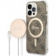 Комплект Guess Bundle - чехол 4G MagSafe для iPhone 13 Pro + зарядное устройство MagSafe wireless charger, цвет Коричневый/Золотой (GUBPP13LH4EACSW)
