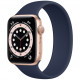 Умные часы Apple Watch Series 6 GPS, 44 мм, корпус из алюминия цвет Золотой, силиконовый монобраслет цвет Темно-синий