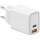 Сетевое зарядное устройство EnergEA Ampcharge PS33, USB-C PD20W +USB-A 22.5W, PPS total 33W, цвет Белый (CHR-AC-PS33EU)